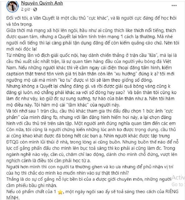 Vợ Duy Mạnh đăng đàn cực gắt bảo vệ khi anh rể Văn Quyết bị 'ném đá' vì nhận Quả bóng Vàng 3