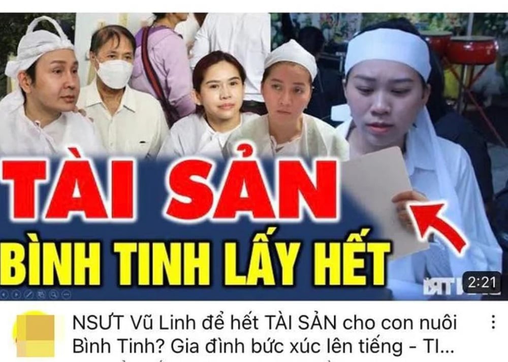 Bình Tinh lên tiếng khi trên mạng xuất hiện nhiều video bịa đặt về việc thừa kế tài sản