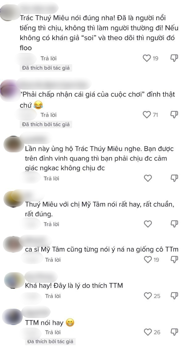  Khán giả đồng tình với quan điểm của cô. (Ảnh: Quậy Đục Showbiz)